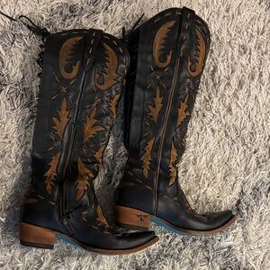 Elegant Black and Brown Over the Knee Boots